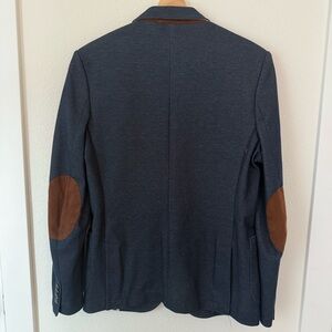 Zara mens Navy Blazer with Brown Accents